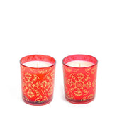 Nitya Glass Candle Red Set Of 2